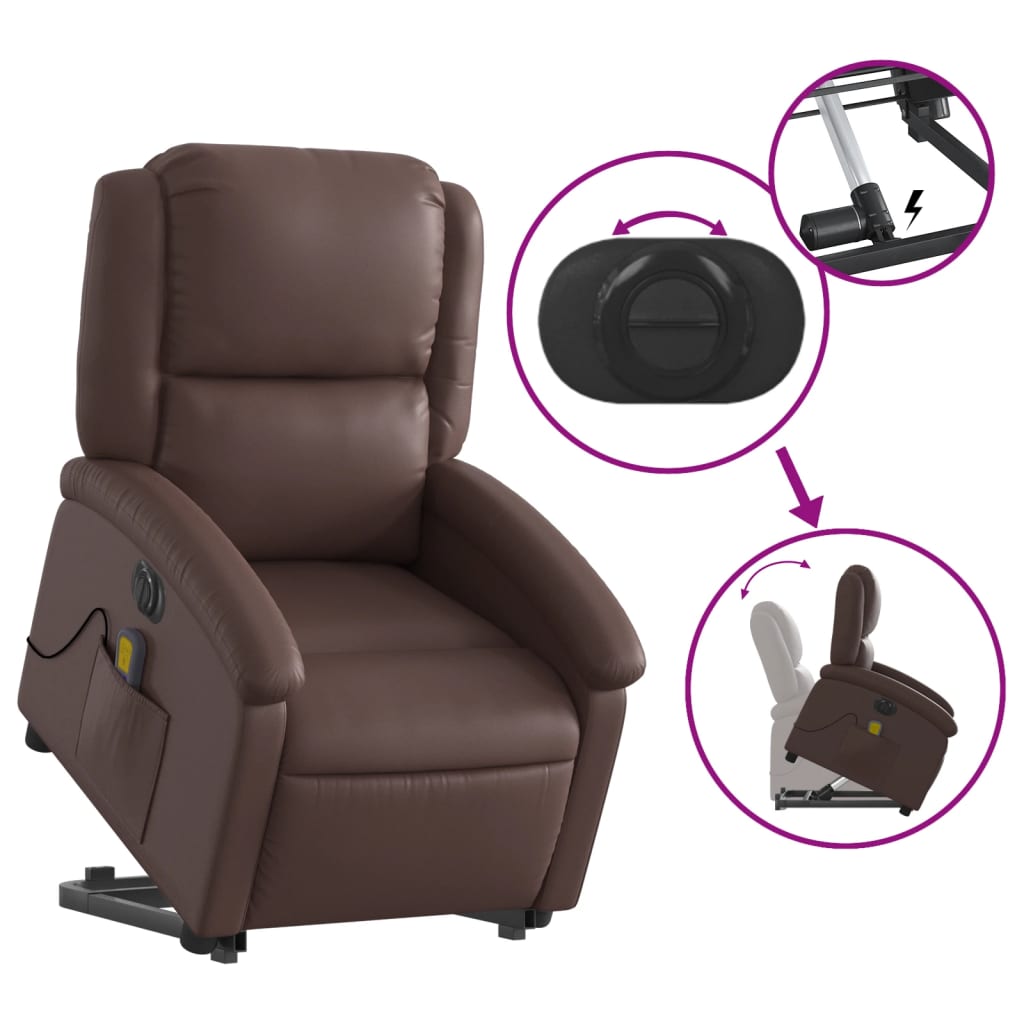 Fauteuil Relax Électrique Marron Foncé