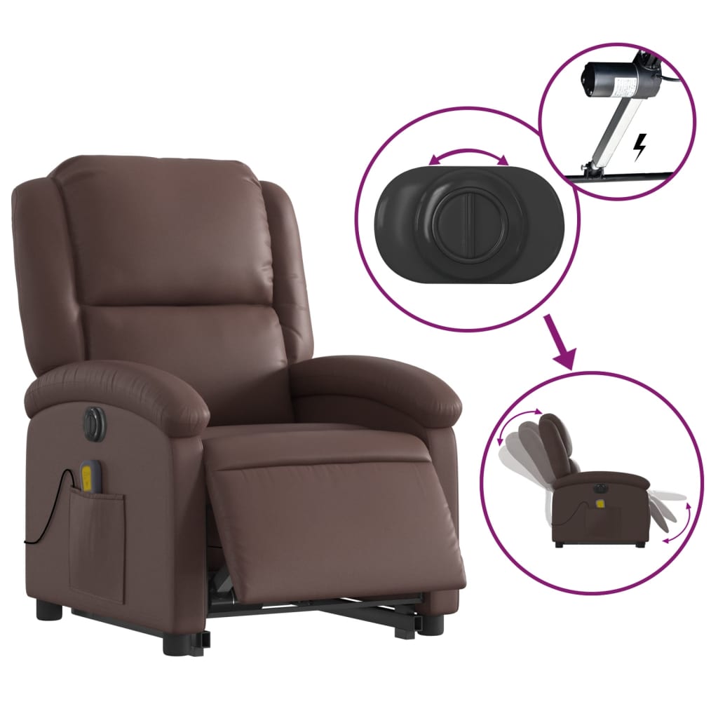 Fauteuil Relax Électrique Marron Foncé