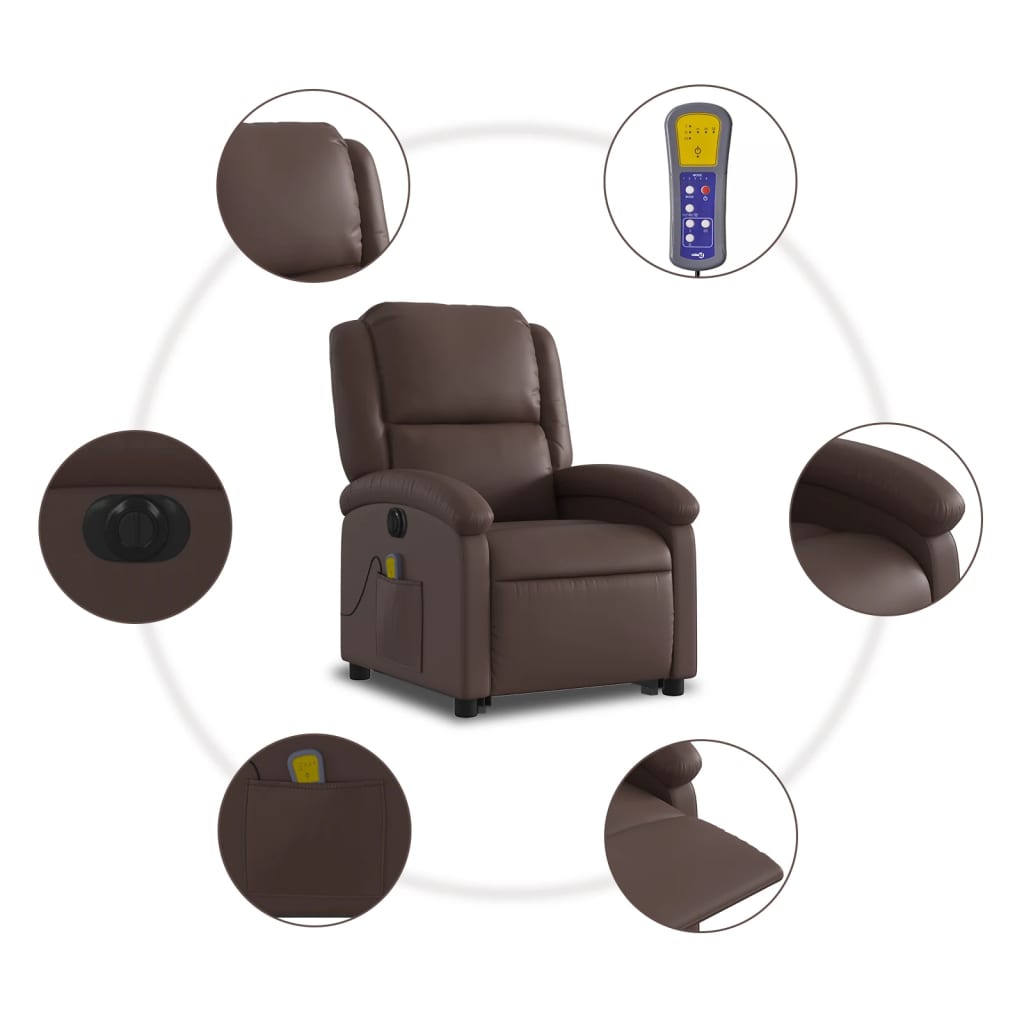 Fauteuil Relax Électrique Marron Foncé