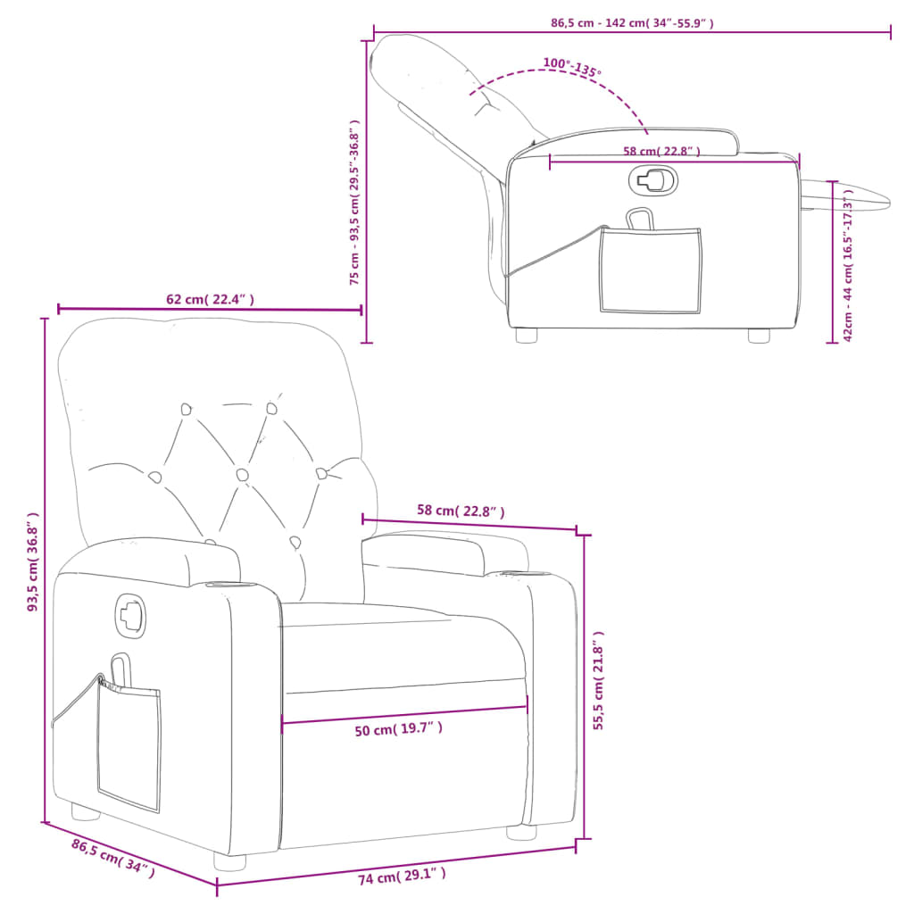 Fauteuil Relax Manuel Noir