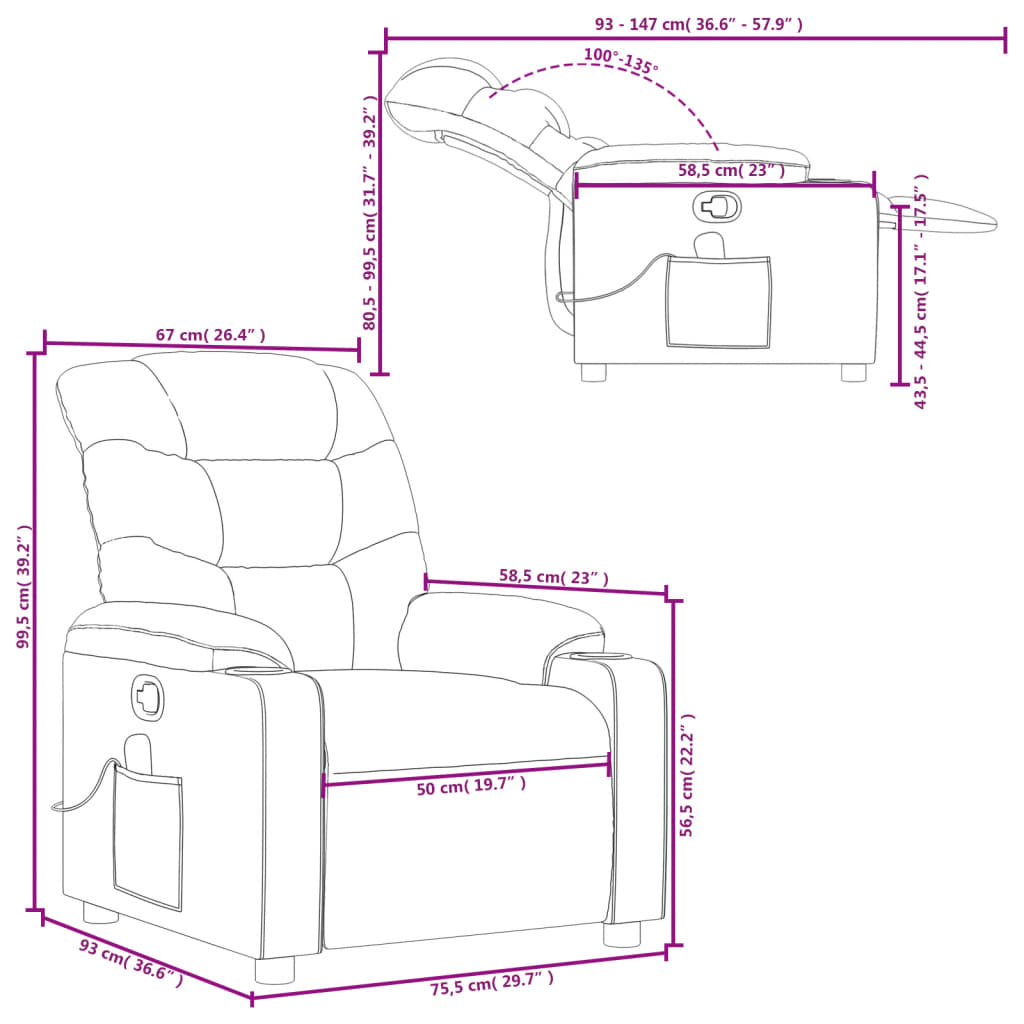 Fauteuil Relax Cuir Rouge Sobre