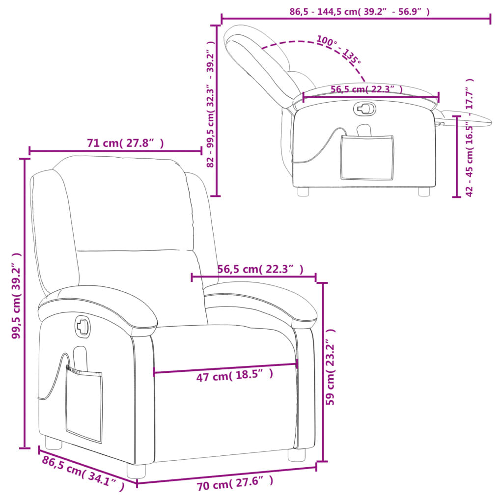 Fauteuil Relax Manuel Marron