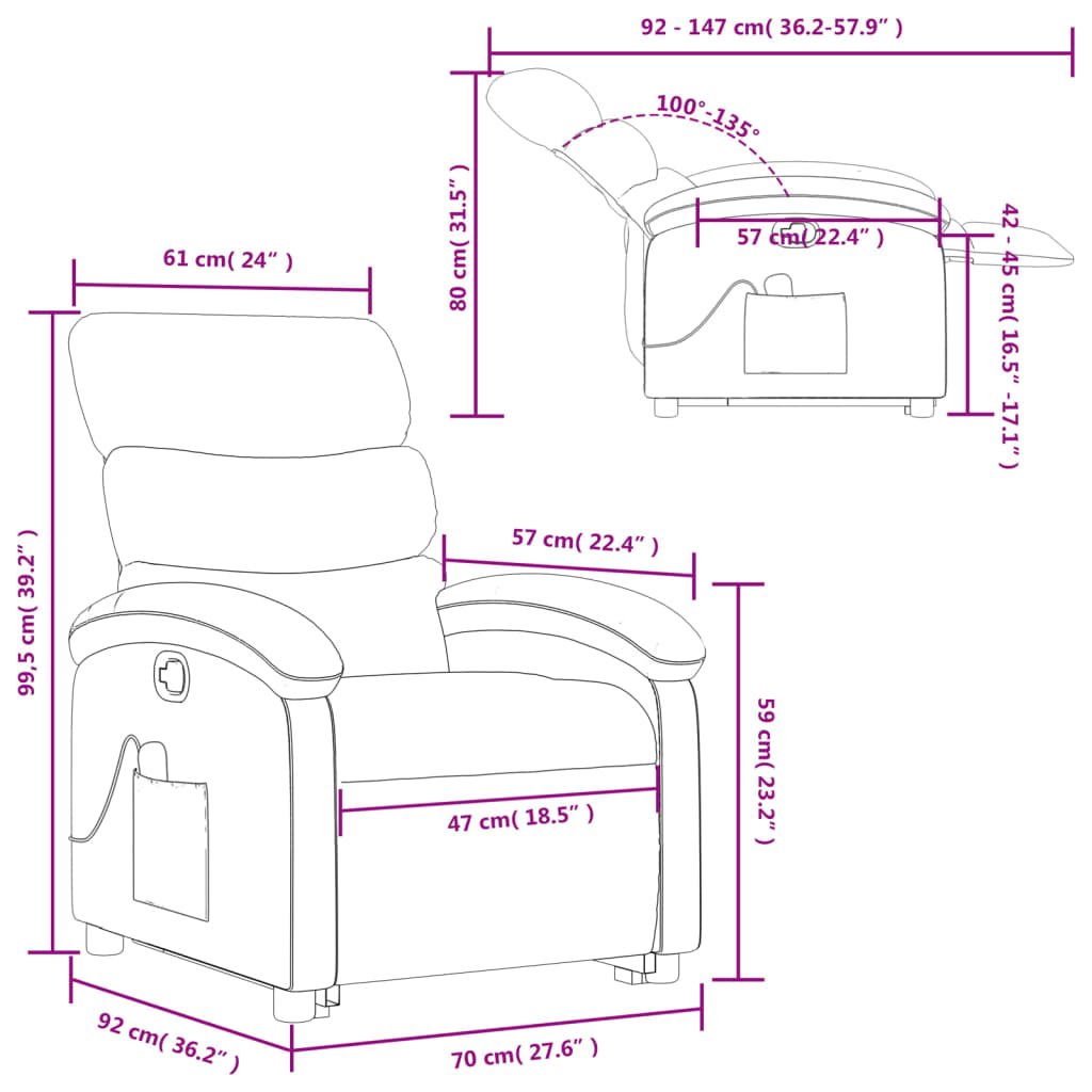 Fauteuil Relax Gris Électrique