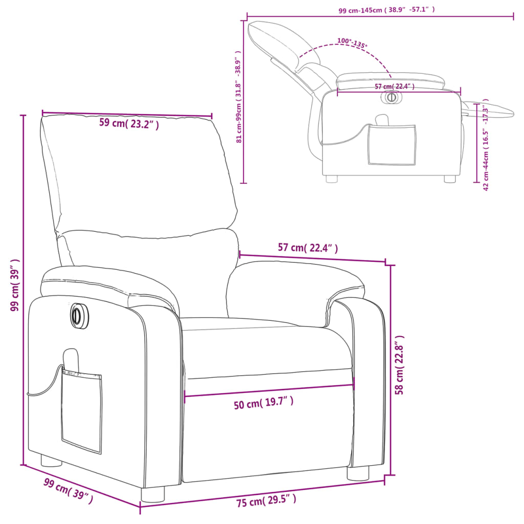 Fauteuil Relax Électrique Marron