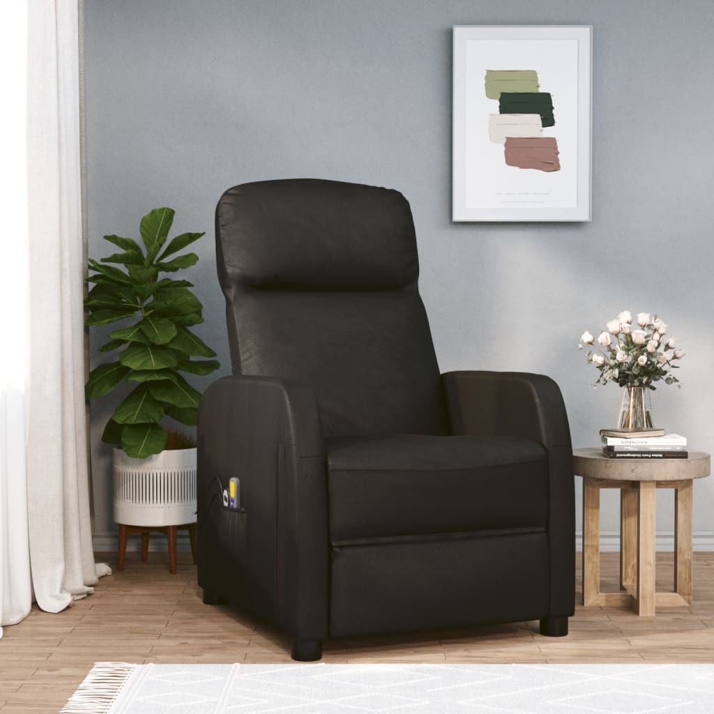 fauteuil massant cuir noir