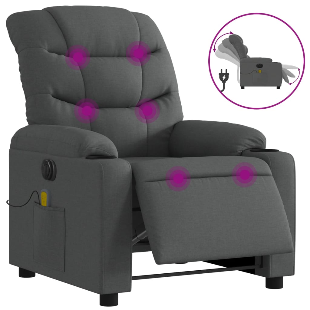 Fauteuil Relax Électrique Gris Foncé