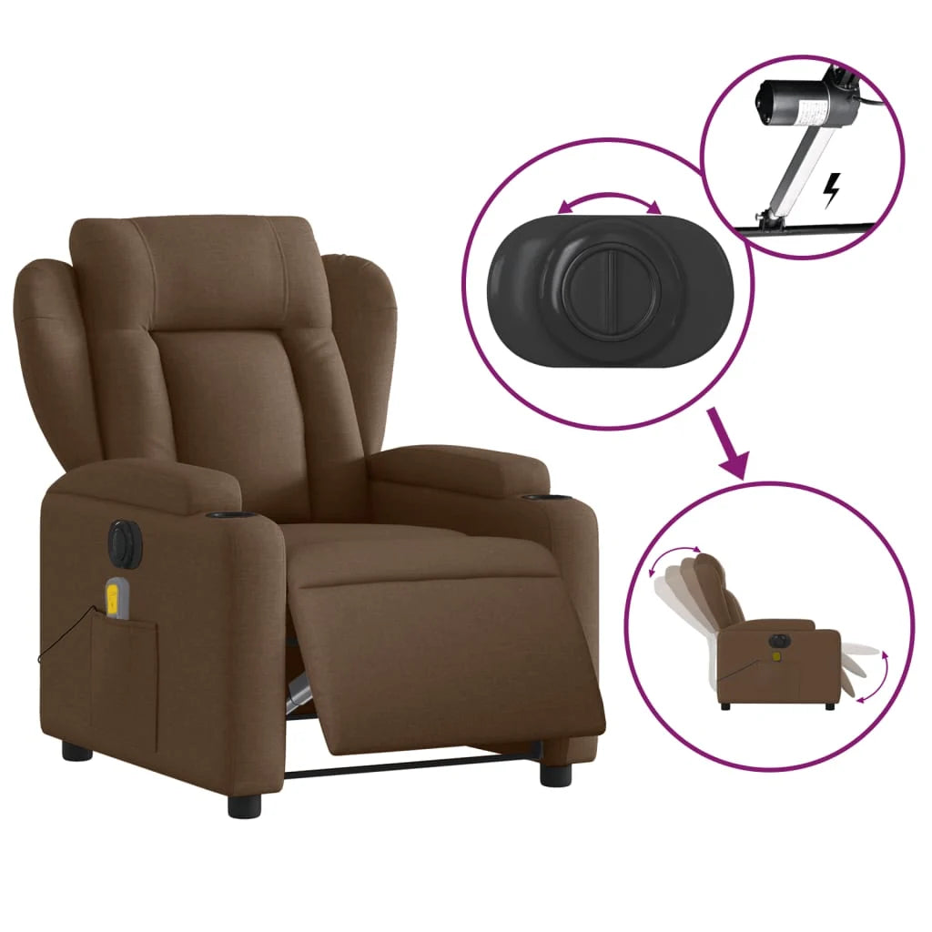 Fauteuil Relax Électrique Tissu Marron