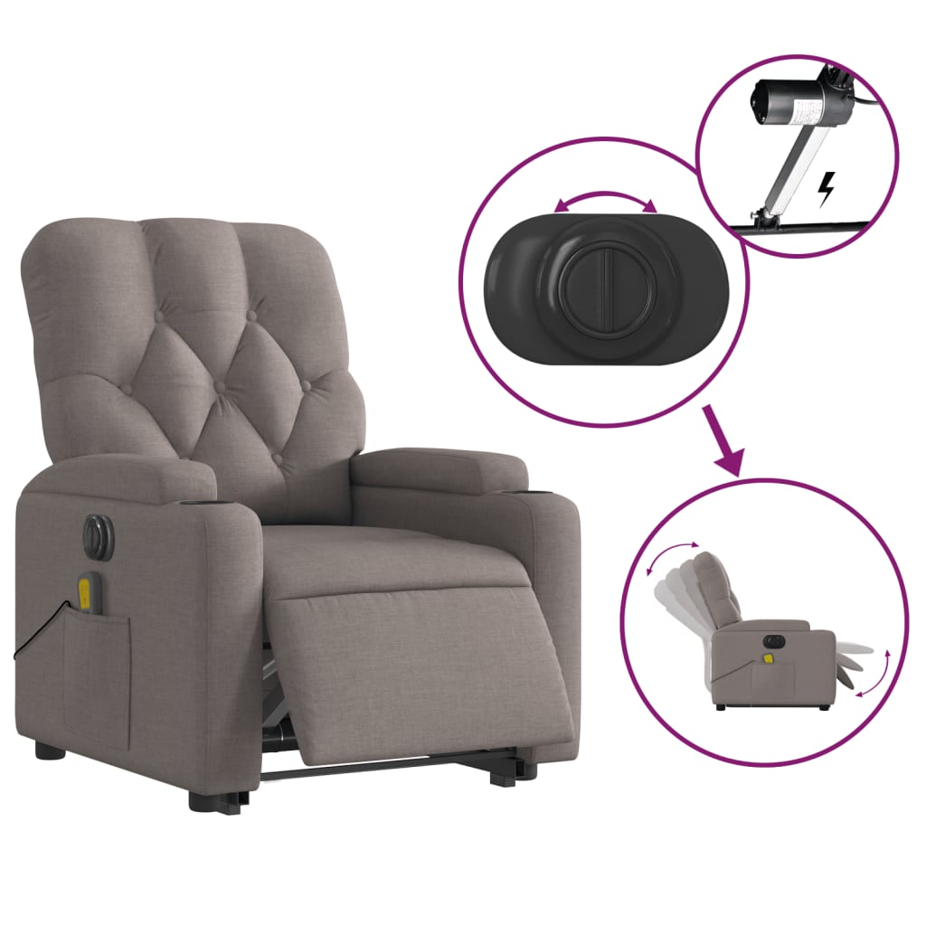 Fauteuil Relax Tissu Gris Électrique