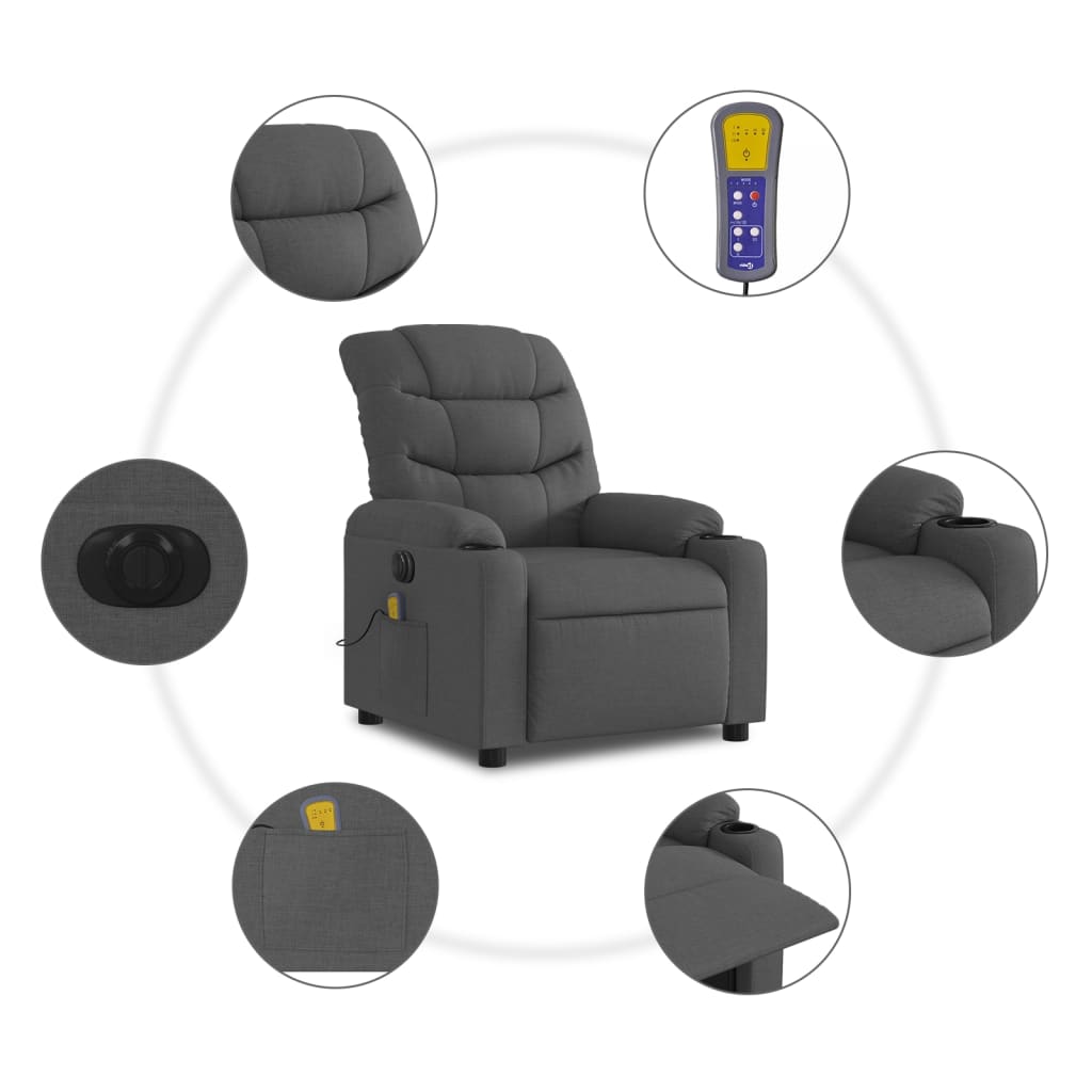 Fauteuil Relax Électrique Gris Foncé